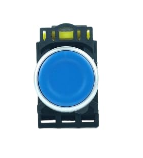 Image of Yokins Push Button, EB2M-A-10-B, 22mm Blue color with spring return with 1NO (copper & silver contacts)