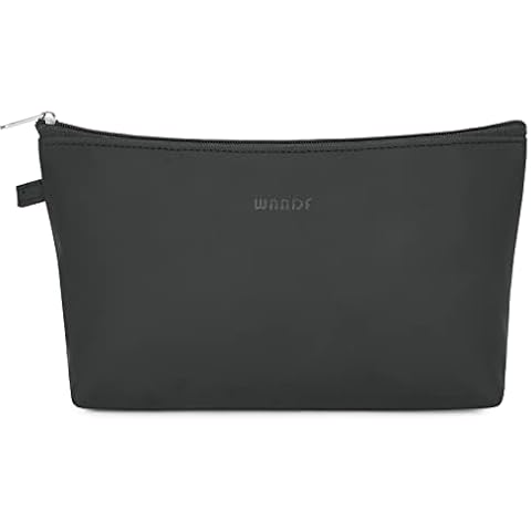 WANDF Cosmetic Bag for Women Makeup bag Organizer Mini Makeup Pouch for Purse Water Resistant Girls Gift(Pure Black) Cover