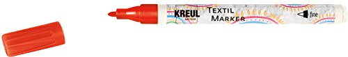 KREUL 90662 - Textil Marker fine, Rot, Strichstärke circa 1 bis 2 mm, Stoffmalstift für helle Stoffe & Textilien, waschecht nach Fixierung