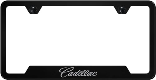 Marco de matrícula para coche Cadillac Au-TOMOTIVE GOLD negro estilo elegante