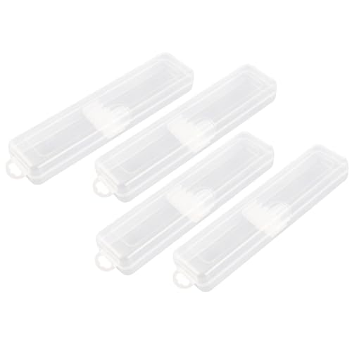 4Pcs Portable Travel Cosmetic Brush Holder Travel Brushes Storage Case Cosmetic Pencil Cases Plastic Paint Brush Holder with Slot for Art Crafts, Office Supplies, Makeup Items