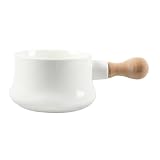 TOYZFRIENDY Bone Porcelain Suppenschüssel mit Holzgriff Stilvolle Dicke Keramik Schale für Frühstück Suppe Reis Salat Nachtisch Vielseitige Food Bowl in Weiß Rutschfest und Formstabil