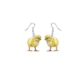 Cute Acrylic Animal Earrings Personalized Cartoon Animal Dangle Earrings Funny Dog Chicken Elephant Pig Rabbit Squirrel Drop Earrings for Women Charm Jewelry Gifts-chick