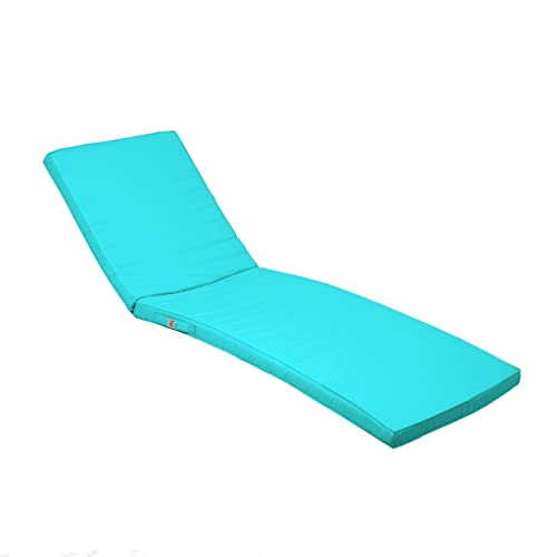 deco arts Coussin Bain de Soleil - Coussins Rectangulaires pour Chaise Longue - Coussin Déhoussable avec Traitement imperméable et Poignées de Transport - Certifié Oeko-TEX - 185x60x5 cm, Bleu