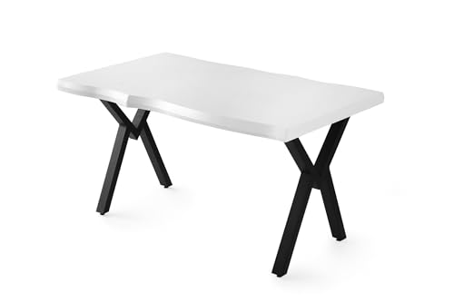 Emob Vella Mesa de comedor | 140x75x80 cm | Melamina blanca