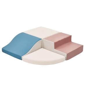 Image of TODIBY 4-Pieces Climbing Toys for Toddlers: PU Leather - Soft Play Climbing for Toddlers - Foam Climbing Blocks for Crawling and Sliding Indoor Playground for Kids（Blue Pink）