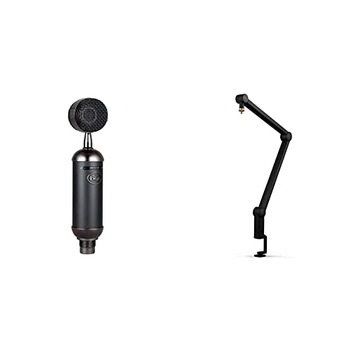 Blue Micro Blackout Spark SL XLR Microphone Condensateur, Diagramme Cardioïde + Blue Compass Bras Articulé pour Micro, Ressorts Internes, Pince Bureau, Gestion de Câbles pour Gaming, Streaming - Noir
