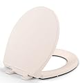 Round(Standard) Toilet Seat, Soft-Slow Close, Round Toilet Seat For Round Toilets, Quiet-Close Lid And Seat, Easy To Install And Clean, Never Loosen, Almond(16.5")