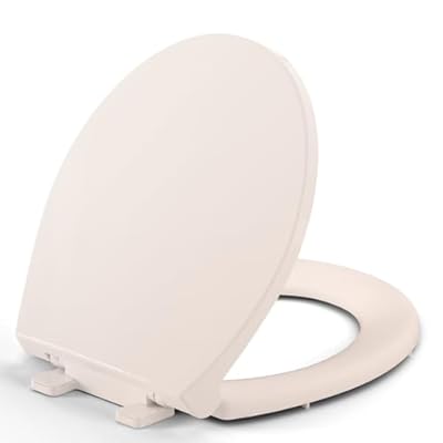 Round(Standard) Toilet Seat, Soft-Slow Close, Round Toilet Seat For Round Toilets, Quiet-Close Lid And Seat, Easy To Install And Clean, Never Loosen, Almond(16.5")