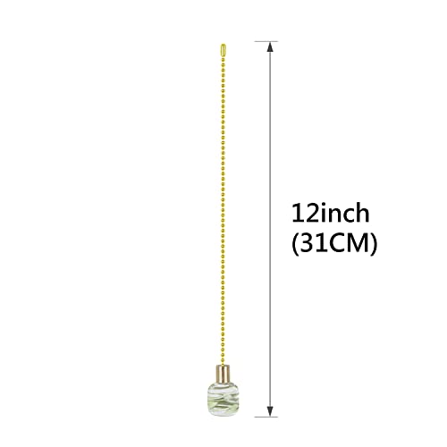 Image of Aspen Creative 20509-42, 12 inch Clear with Green Grain Glass Knob with Pull Chain in Copper (2 Pack)