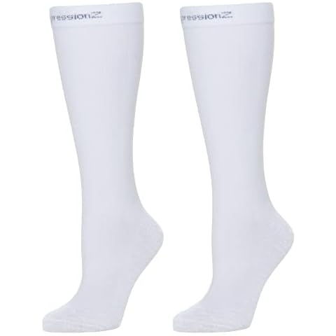 CompressionZ 20-30 mmHg Knee High Compression Socks, White, S Cover