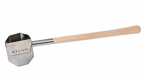 Saunakelle mit Regeneffekt 500 ml Große Edelstahl Aufgusskelle mit langem Holzgriff Gleichmäßiger Saunaaufguss Premium Sauna Zubehör im Geschenk Beutel
