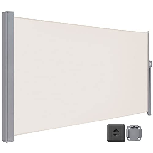 LARMNEE Seitenmarkise mit Stahl-Kasten, 190 x 450 cm, Markise ausziehbar,...