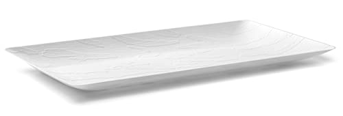 Posh Setting White Wood Grain Pattern, Disposable Premium Durable Plastic, 17" X 9" Rectangular Serving Tray, 5 Pack (White, Large 17" X 9") #TOP5