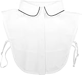 styleBREAKER Damen Blusenkragen Einsatz mit Kontrast Streifen am Rundkragen, Knopfleiste, Bubikragen, Peter-Pan Kragen 08020008, Farbe:Weiß-Schwarz