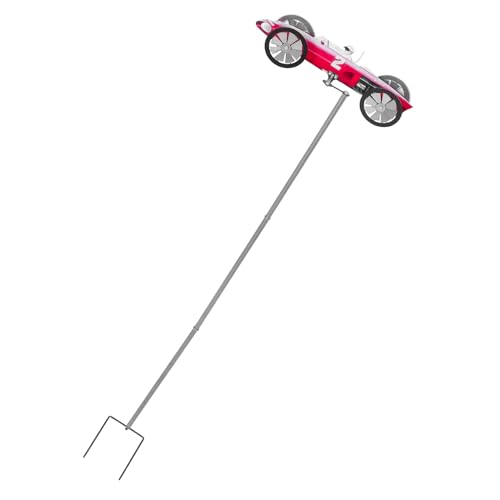 Milisten Mulino Vento Decorativo in Metallo da Giardino Girandola Rotante Forma di Auto da Corsa Rossa Ornamento Compatto per Esterni Cortile e Prato