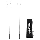 49” Large Fork Head Hot Dog Sticks for Campfires, Extra Long Telescoping Marshmallow Roasting Sticks for Fire Pit, Smoking Sticks for Bonfires,Compatible with Solo Stove, Camping Accessories，2 Pack