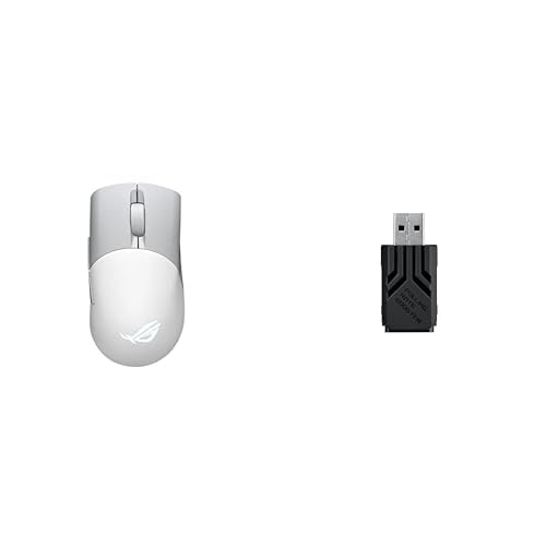 Image of ASUS ROG Keris Wireless Aimpoint Gaming Mouse (75g, 42K DPI, White) + ROG Polling Rate Booster (8000Hz, Black) Bundle