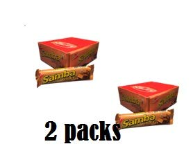 SAMBA CARLTON AVELLANA, 2 PACKS. Galleta Cubierta de Chocolate Rellena de Avellana/Chocolate covered wafer cookie filled with hazelnuts, 2 PACKS of 20 und each.