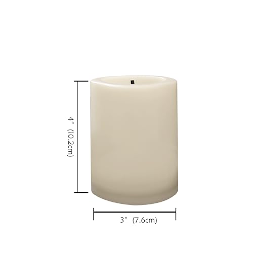 Image of CANDLE CHOICE Outdoor Battery Operated Flameless Candles with Remote Timer Waterproof Flickering Plastic Electric LED Pillar Lights for Lantern Patio Garden Wedding Party Decorations D3 inchxH4 inch 2 PCS