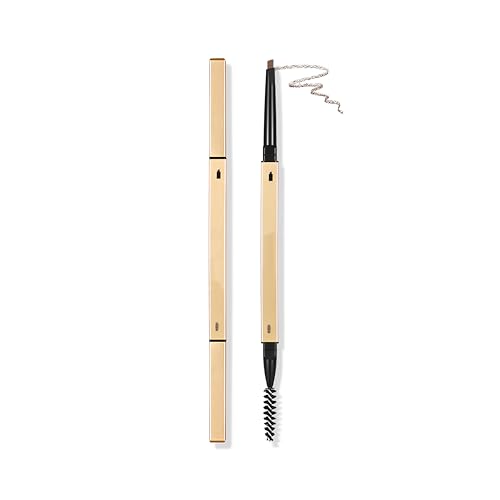 ZXfa Lápiz de Cejas Profesional de Precisión, Resistente al Agua, con doble Punta,una Plana y una Espiral. Tono: Marrón Claro.