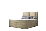 Grekpol -Boxspringbett mit Bonell- und 7-Zonen-Taschenfederkern-Matratze H3 (2 x 18 cm) und Topper 5 cm Polsterbett mit Bettkasten - Aspen Duo (Beige (Riviera 21), 200x200 cm)