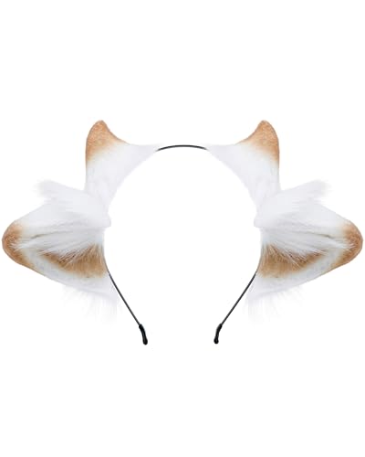 ZFKJERS Cosplay Furry Lamb Ears Headband Soft Animal Ear Hair Accessory for Halloween (Light Camel)