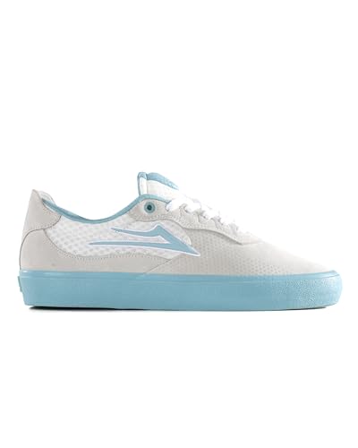 Lakai Essex Elite Skate Shoes for Men – White Suede Aqua Low-Top Mens Skateboard Shoes - Size 9