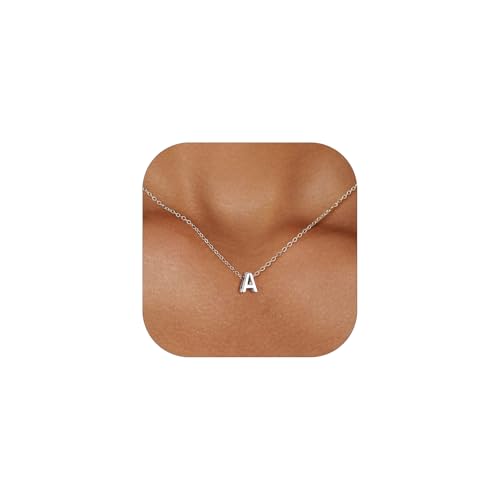 ChicSilver Collar Letra Inicial Plata Mujer Colgante A Plata de Ley 925 Joyería Simple Elegante ABC Diminutos Oro Blanco Regalo Cumpleaños
