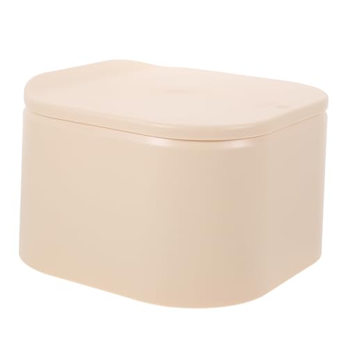 Basurero de escritorio rectangular con tapa beige