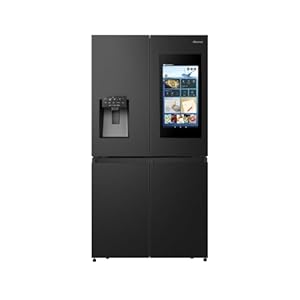 Hisense RQ760N4IFE Cross Door Kühl-Gefrierkombination, Total NoFrost, Smart Connectivity mit Display & WiFi, MultiFlow Kühlung, Eis- & Wasserspender, Metal Tech Cooling, EEK E, Schwarz