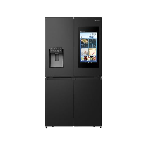 Hisense RQ760N4IFE Cross Door Kühl-Gefrierkombination, Total NoFrost, Smart Connectivity mit Display & WiFi, MultiFlow Kühlung, Eis- & Wasserspender, Metal Tech Cooling, EEK E, Schwarz