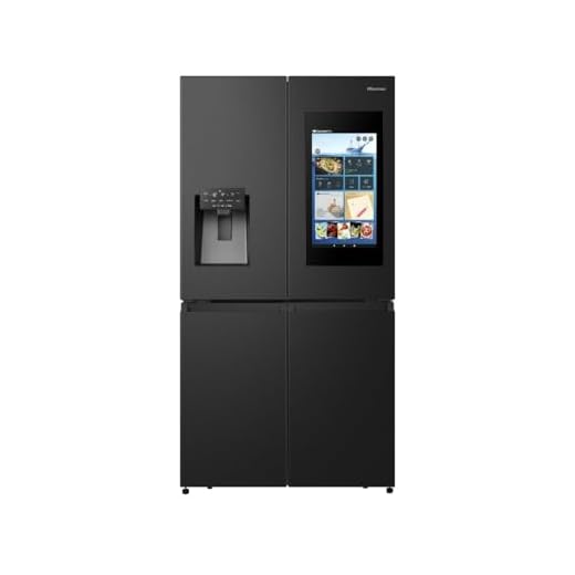 Hisense RQ760N4IFE Cross Door Kühl-Gefrierkombination, Total NoFrost, Smart Connectivity mit Display & WiFi, MultiFlow Kühlung, Eis- & Wasserspender, Metal Tech Cooling, EEK E, Schwarz