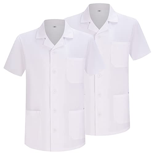 MISEMIYA - Pack 2 Unités - Blouse Laboratoire Unisexe - Robe Blanche Laboratoire Homme - Blouse Medico Femme - Robe de Laboratoire Homme 8165, blanc, M