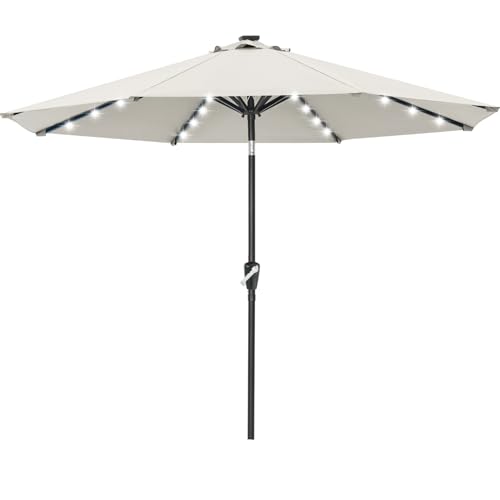 Image of ABCCANOPY Durable Solar Led Patio Umbrellas with 32LED Lights 11FT (Light Beige)
