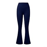 Pantalones de yoga de cintura alta para mujer con ligera elasticidad y corte recto en la pierna, adecuados para deportes y uso casual (S azul oscuro)