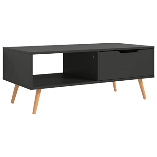Table basse grise 100cm rectangulaire avec rangement pour salon moderne