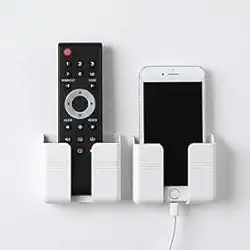 Kit com 2 Suportes de Parede para Celular ou Controle Remoto com Fita Adesiva – Ideal para Carregamento sem Furos –