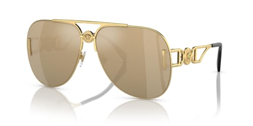 Versace Unisex Sunglasses Gold Frame, Clear Mirror Real Yellow Gold Lenses, 63MM - Main Image