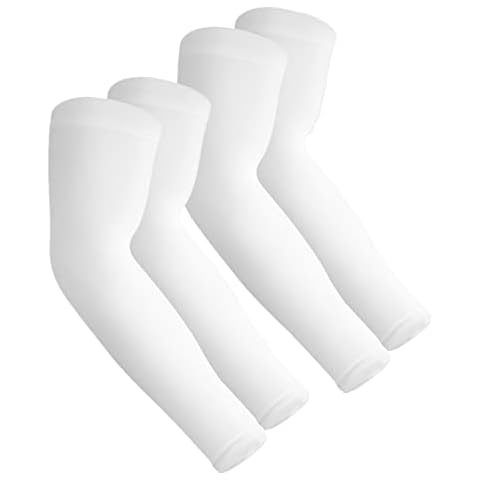 Aegend Sun Protection Cooling Arm Sleeves Sun Sleeves for Men & Women for Cycling, Running, Basketball, Football, Golf, Volleyball, Driving, White 2 Pairs Cover