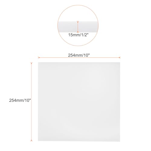 Image of 10 x 10 Inch UHMW Polyethylene Sheets, 1 /2 Inch Thick Ultra High Molecular Weight White Plastic Sheet [for Home, Industrial]