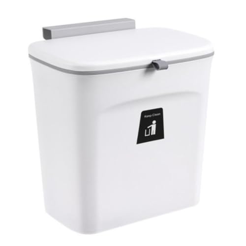 Caneca de basura colgante blanca para cocina con tapa miniatura 1