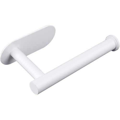 Gewtur Portarrollos Papel Higiénico, Acero Inoxidable Portarrollos Baño Adhesivo Portarrollos Sin Taladro Portarollos Papel Higiénico para Baño Cocina, Blanco