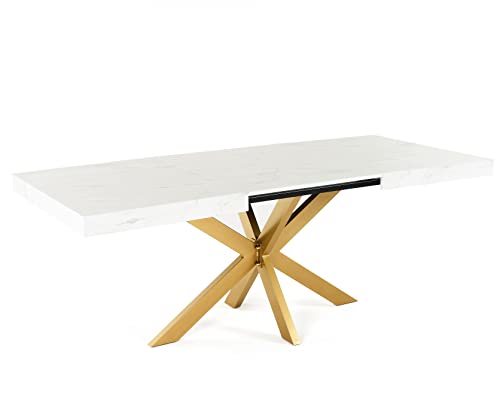 Magnetic Mobel Table Extensible Avia avec Pied de Table araignée 140x90x79 cm (Base de Table: d or, Marbre)