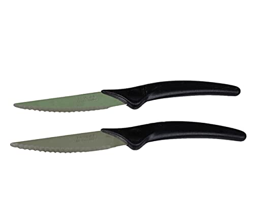 Lot de 2 Couteaux à Pizza Demi Lune Fabrication française Made in France Lame en inox trempée Couteau inoxydable pour maison, restaurant, pizzeria, snack, Ustensiles de cuisine, contact alimentaire Cover