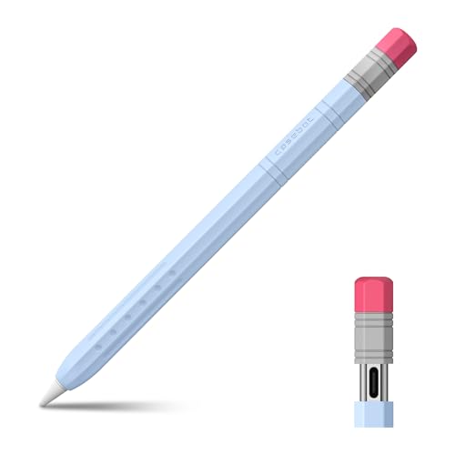 Image of Fintie Silicone Sleeve for Apple Pencil (USB-C), Light Pen Skin Case Cover Soft Protective Anti-Slip Pencil Grip Holder, Supports Magnetic Attachment, Sky Blue