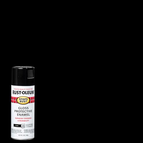 Rust-Oleum 7779830-6PK Stops Rust Spray Paint, 12 oz, Gloss Black, 6 Pack