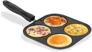 NOHUNT Non Stick Mini Uttapam Pan Aluminum 4-Cup Egg Cooker Pan Multipurpose Pancake Pan Omelet Cooker Griddle Uttapam Tawa