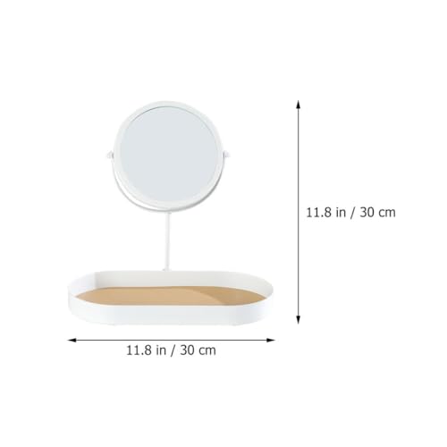 Espejo redondo de maquillaje con base de almacenamiento miniatura 2