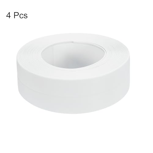 Image of uxcell 4 Rolls White Caulk Sealant Strip Waterproof Self Adhesive 0.87 inch x 10.5Ft Toilet Caulk Tape, Bathtub Caulk Sealing Strip for Kitchen Countertop, Sink, and Floor Edge Protector